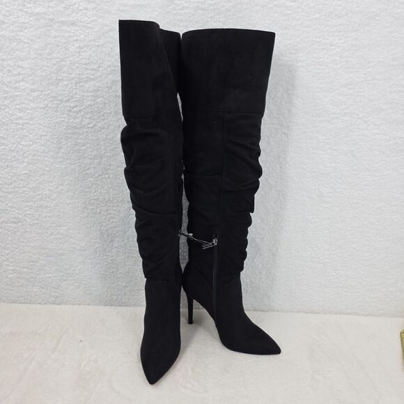 Jessica Simpson Loury black womens 5.5M Over Knee  stretch suede Stilletto Boots - Picture 1 of 7